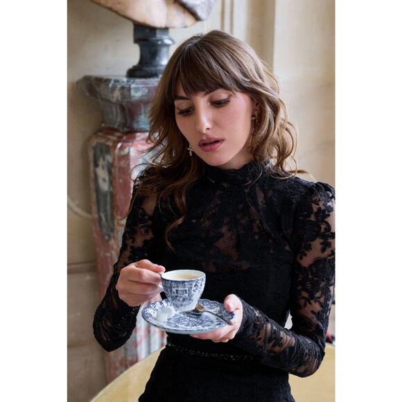 V.Chapman Womens The Jules Turtleneck Lace Maxi Dress Black Size 14 NWT - Picture 11 of 16